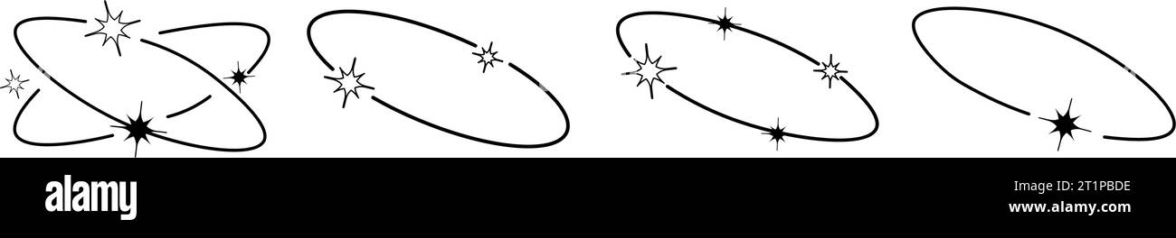 Setzen Sie geometrische Y2K-Formen, minimalistische Rahmen mit Sternen. Moderne minimalistische ästhetische Linienelemente. Retro-Design-Element für soziale Medien oder Poster. Vec Stock Vektor