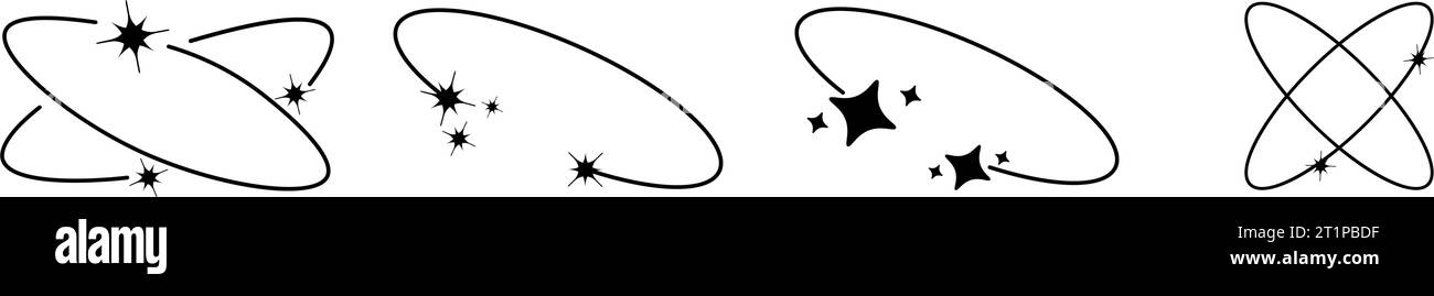 Setzen Sie geometrische Y2K-Formen, minimalistische Rahmen mit Sternen. Moderne minimalistische ästhetische Linienelemente. Retro-Design-Element für soziale Medien oder Poster. Vec Stock Vektor