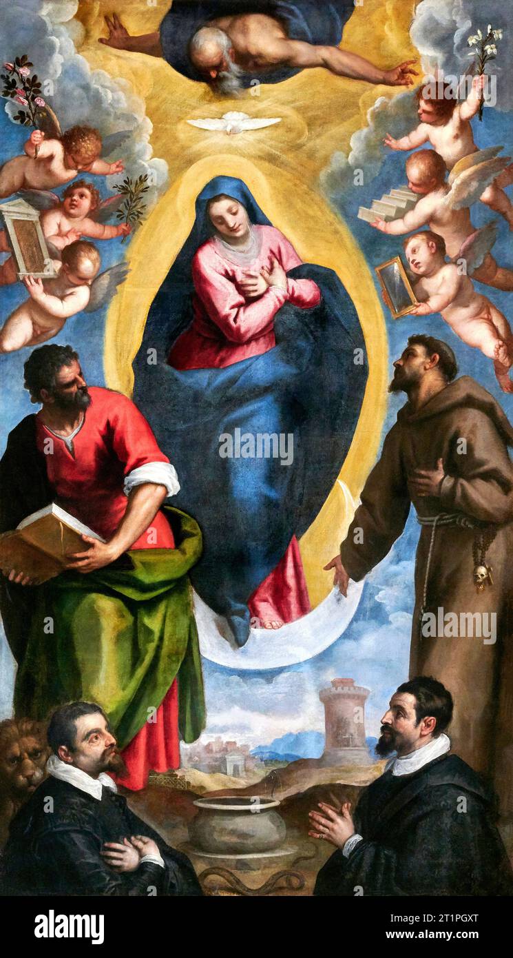 L' Immacolata - olio su tela - Jacopo Negretti detto Palma il giovane - ultimi anni del XVI secolo - Romano di Lombardia (BG) chiesa di S.Maria Assu Stockfoto