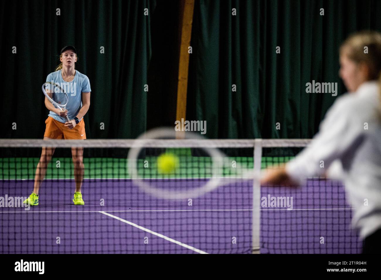 Antwerpen, Belgien. Oktober 2023. Die Abbildung zeigt eine „NextGen“-Veranstaltung, die vor dem European Open Tennis ATP-Turnier am Sonntag, den 15. Oktober 2023, in Antwerpen organisiert wurde. BELGA FOTO JASPER JACOBS Credit: Belga News Agency/Alamy Live News Stockfoto