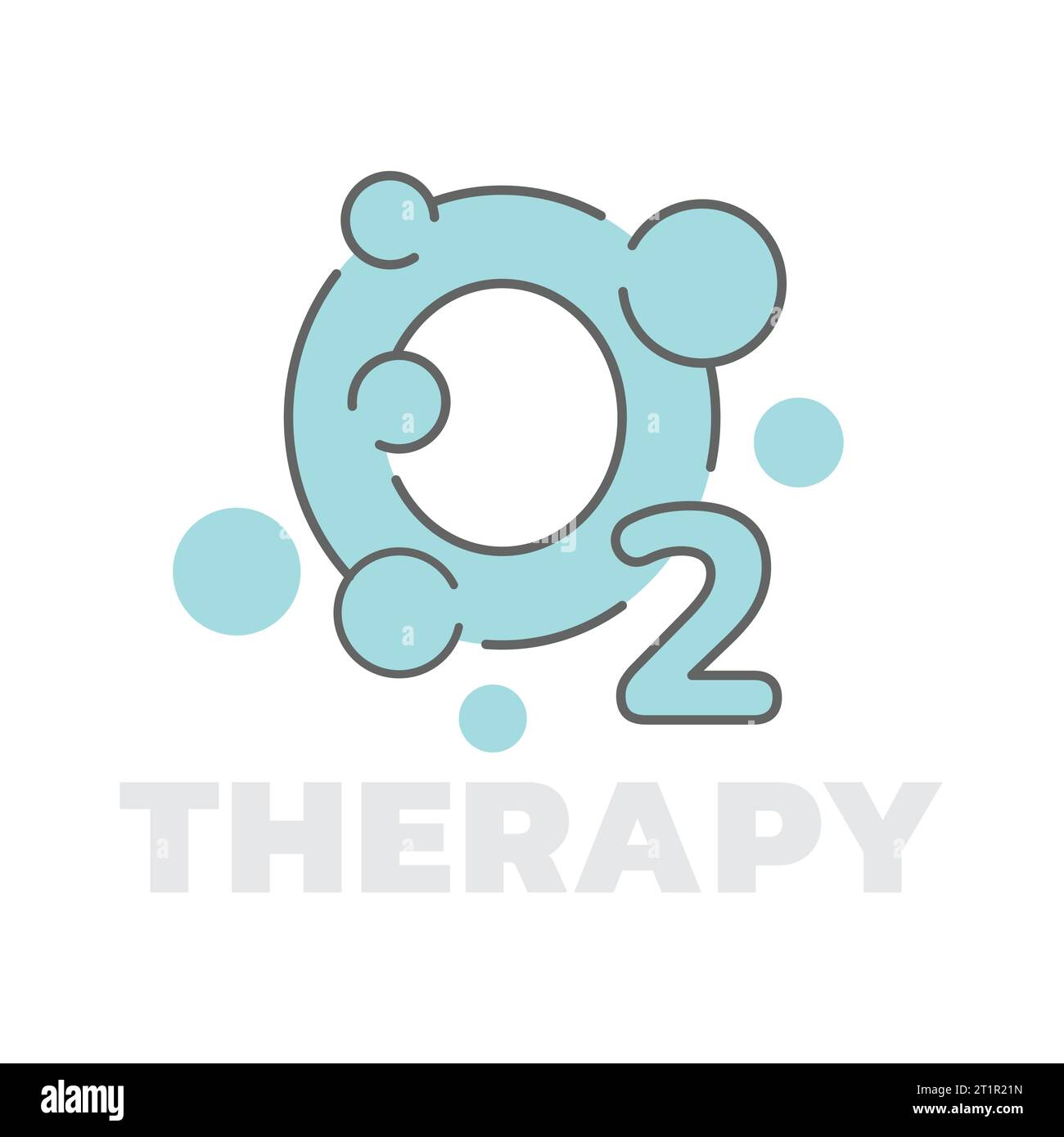 Vektor-Logo für Sauerstofftherapie. Symbol für medizinische Sauerstoffbehandlung mit Luftblasen. Stock Vektor