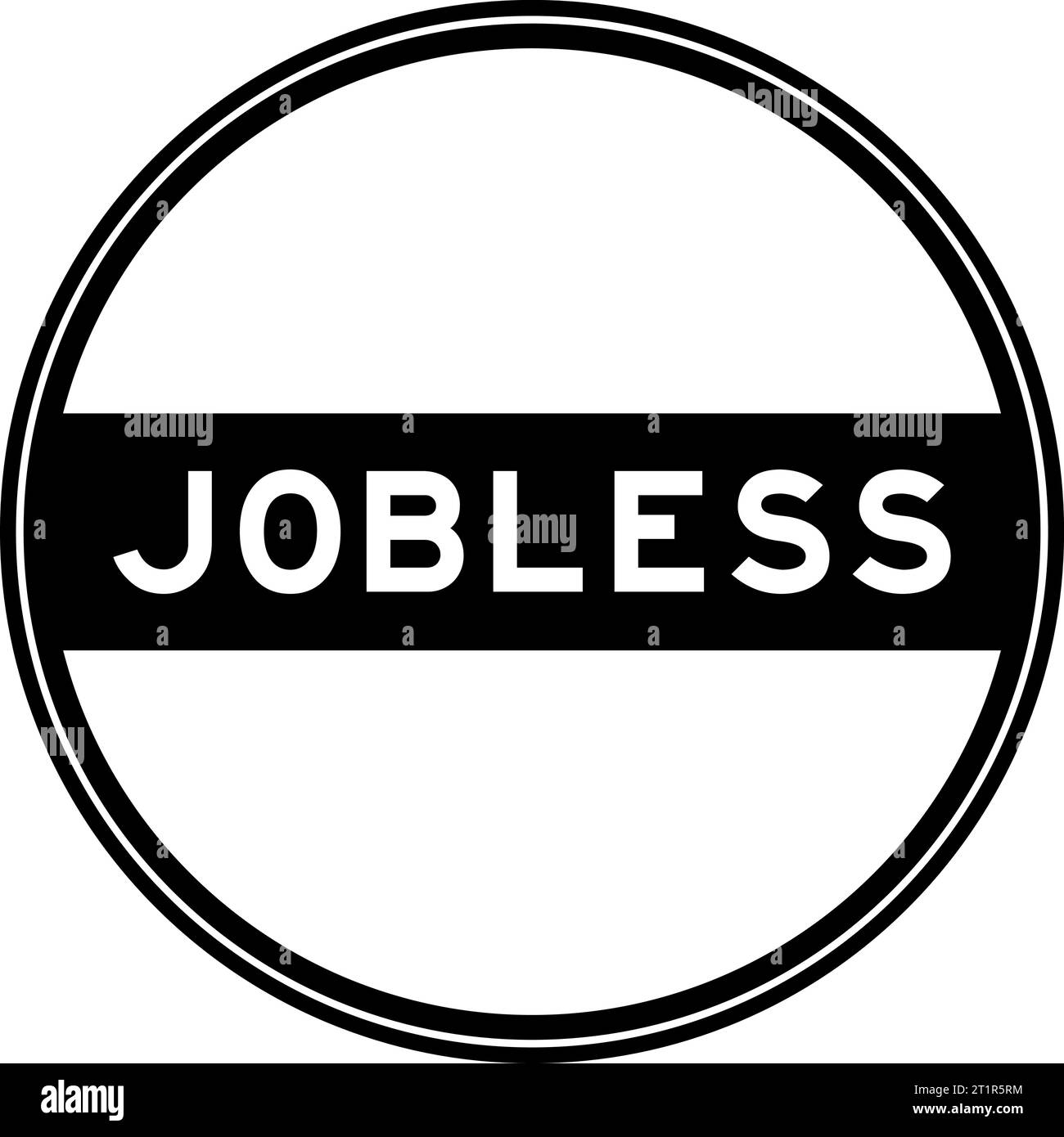 Schwarzer, runder Siegelaufkleber im Wort „arbeitslos“ auf weißem Hintergrund Stock Vektor