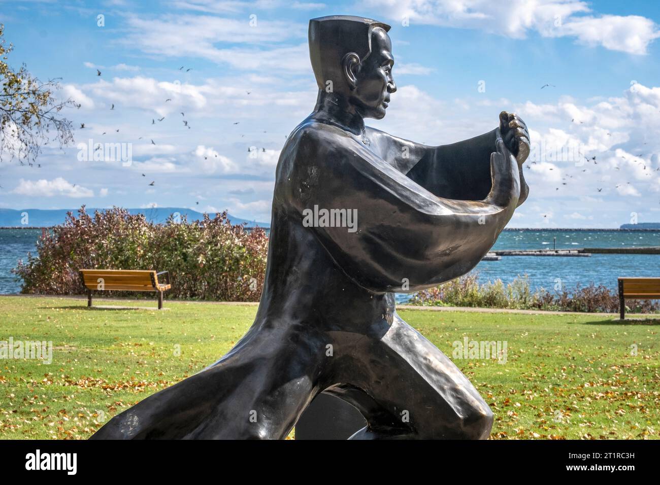 Statue im Tai Chi Park in Thunder Bay, Ontario, Kanada Stockfoto