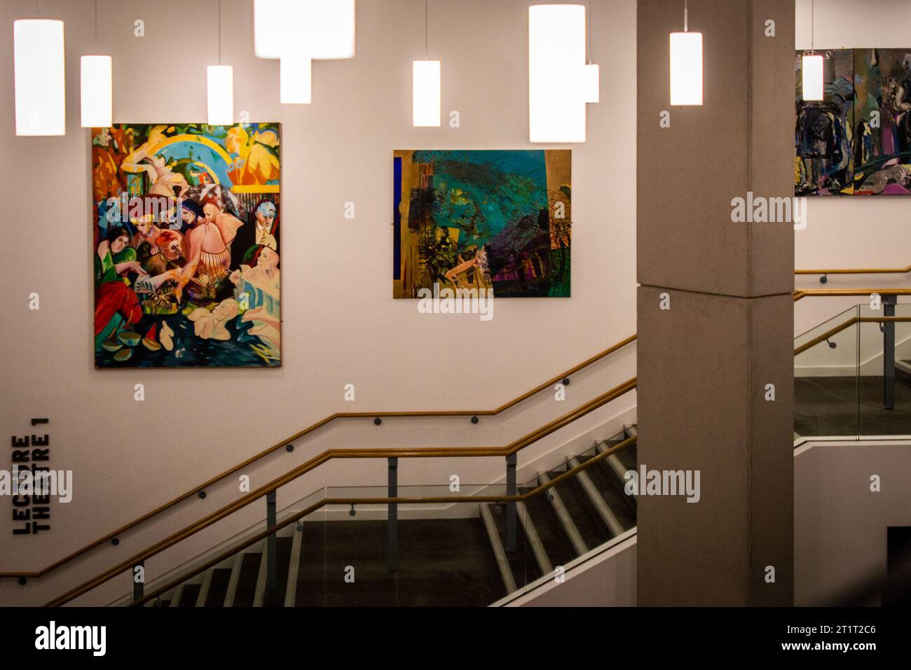 Belfast, Großbritannien, 29. September 2023. Blick auf das Innere des neuen Belfast Campus Block C. der Ulster University Stockfoto