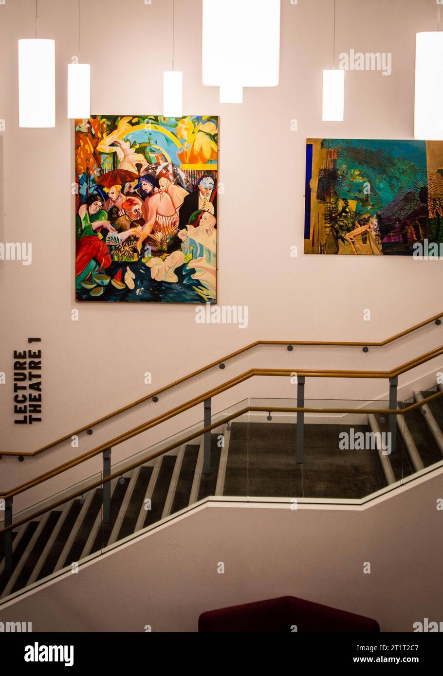 Belfast, Großbritannien, 29. September 2023. Blick auf das Innere des neuen Belfast Campus Block C. der Ulster University Stockfoto