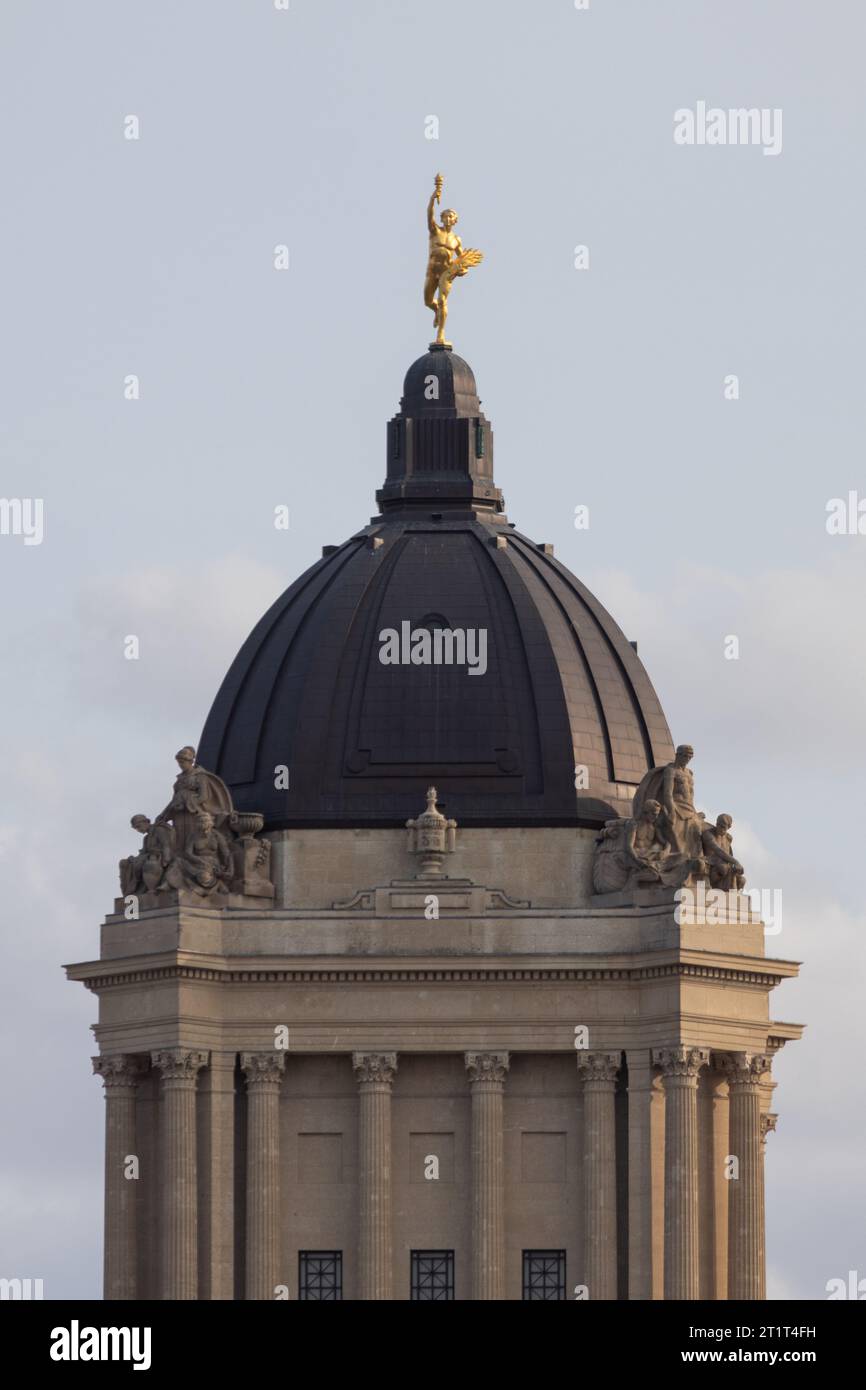 Golden Boy auf dem Manitoba Legislative Building Stockfoto
