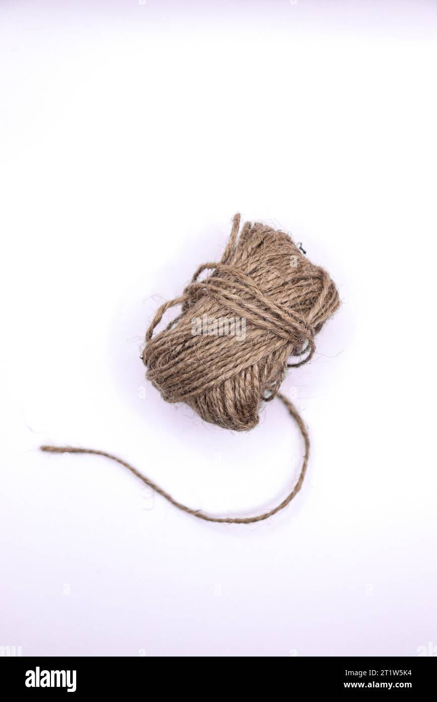 Eine Ansicht eines Fadens auf weißem Hintergrund Stockfoto