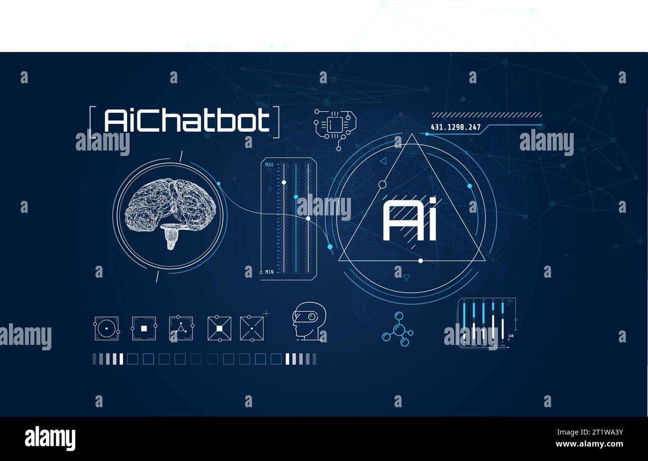 Infografiken zur Entwicklung und Ausbildung künstlicher Intelligenz. Stock Vektor