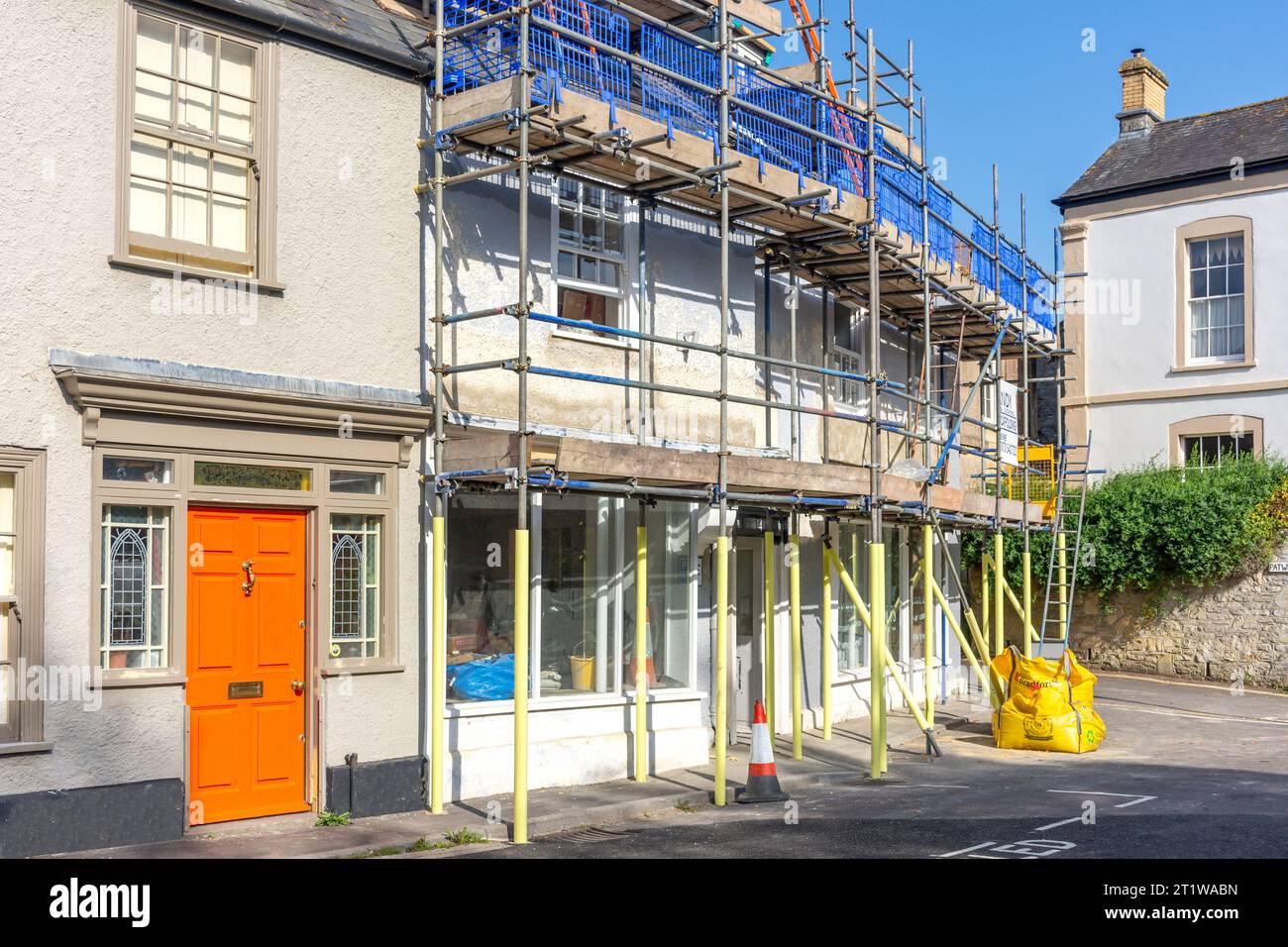 Shop Renovation, Patwell Street, Bruton, Somerset, England, Vereinigtes Königreich Stockfoto