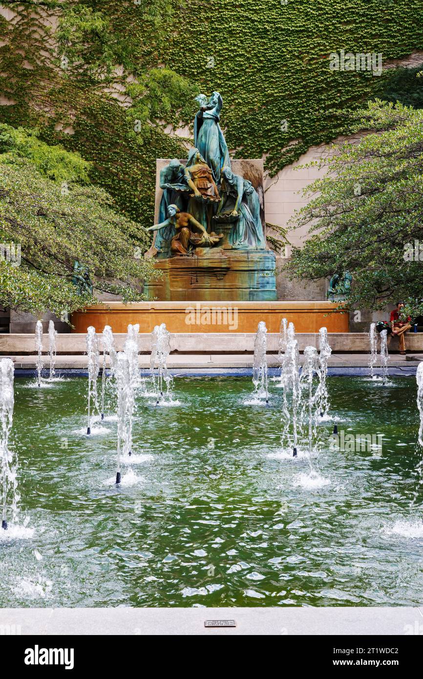 Brunnen der Großen Seen, geschaffen von Lorado Taft n 1913. South Garden am Art Institute of Chicago, Chicago, Illinois, USA Stockfoto