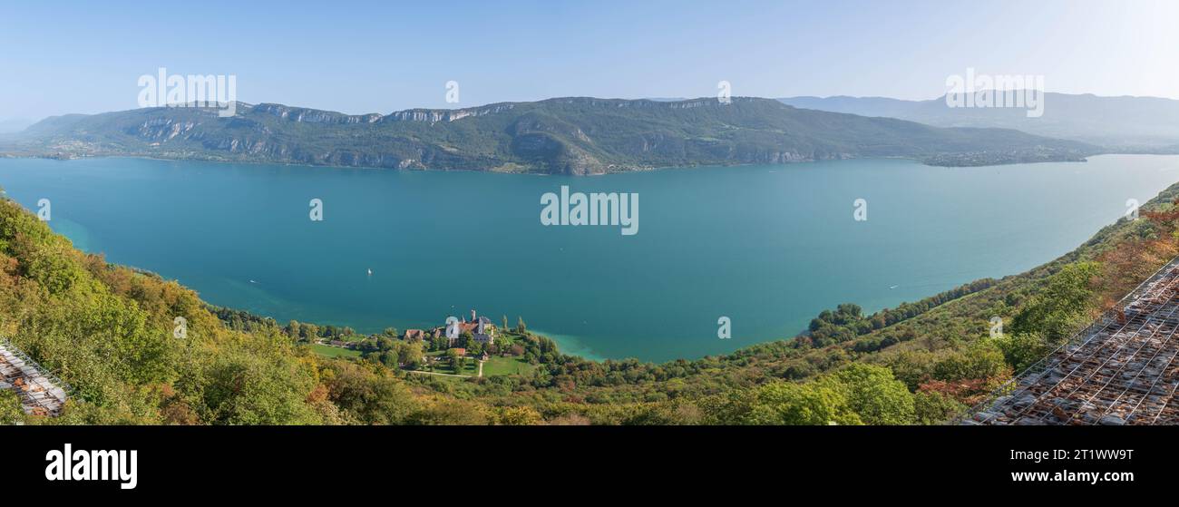 Panoramablick auf den Bourget-See, Savoie, Frankreich Stockfoto