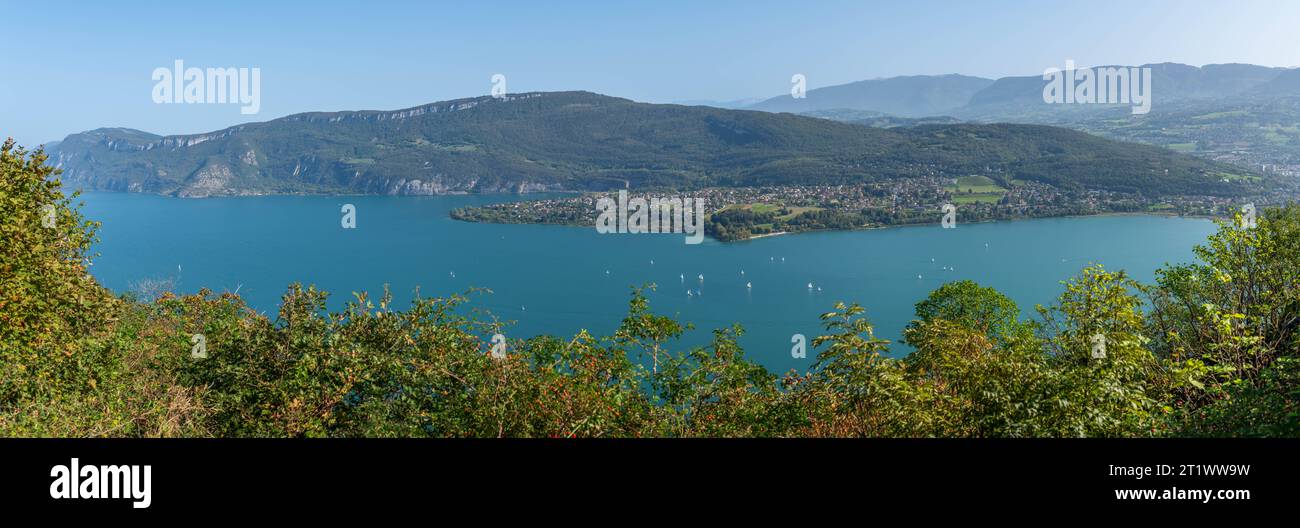 Panoramablick auf den Bourget-See, Savoie, Frankreich Stockfoto