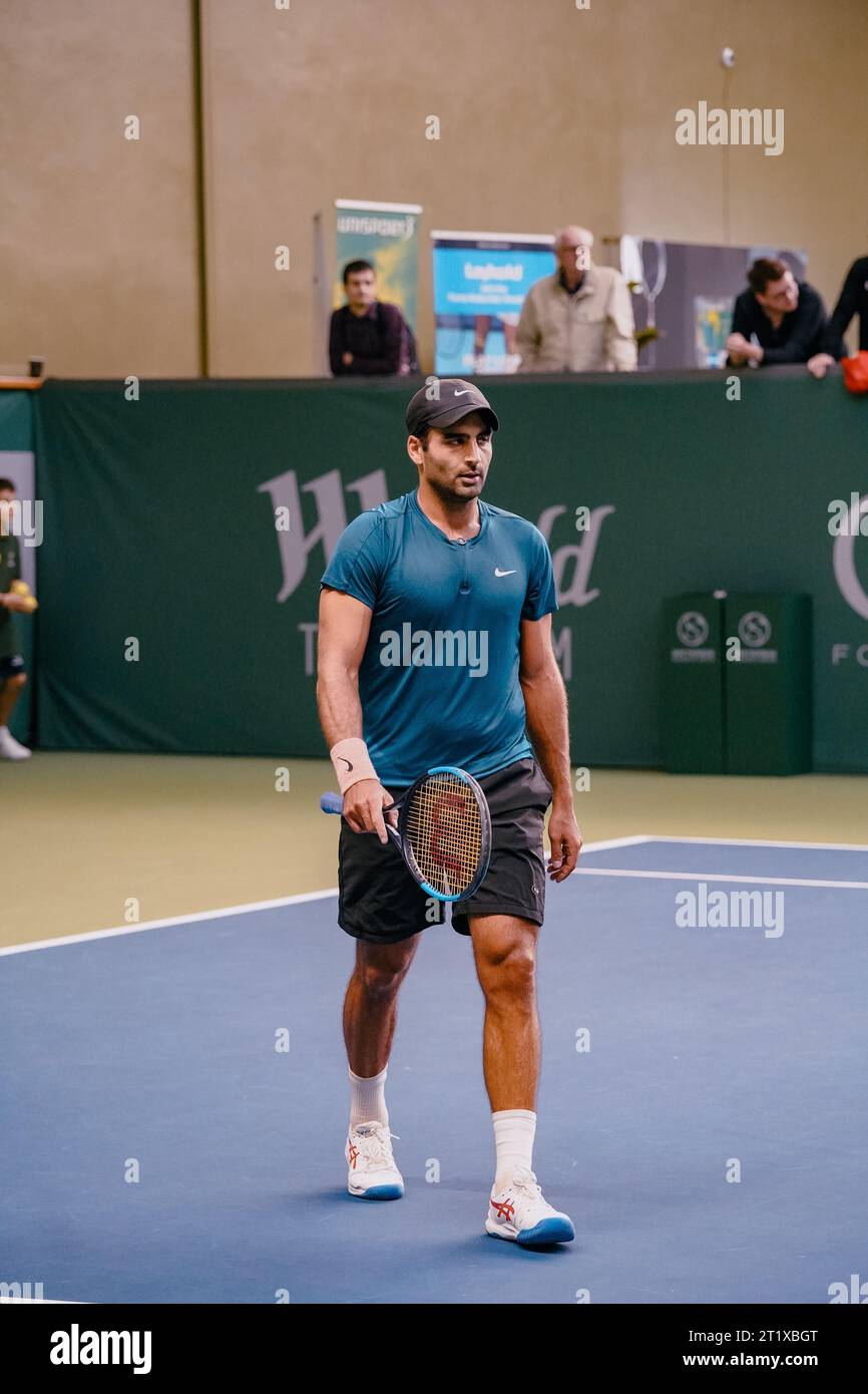 Stockholm, Schweden. Oktober 2023. Stockholm, Kungliga tennishallen, Radu Albot gegen Benjamin Hassan. Benjamin Hassan gewinnt Benjamin Hassan Credit: Daniel Bengtsson/Alamy Live News Stockfoto