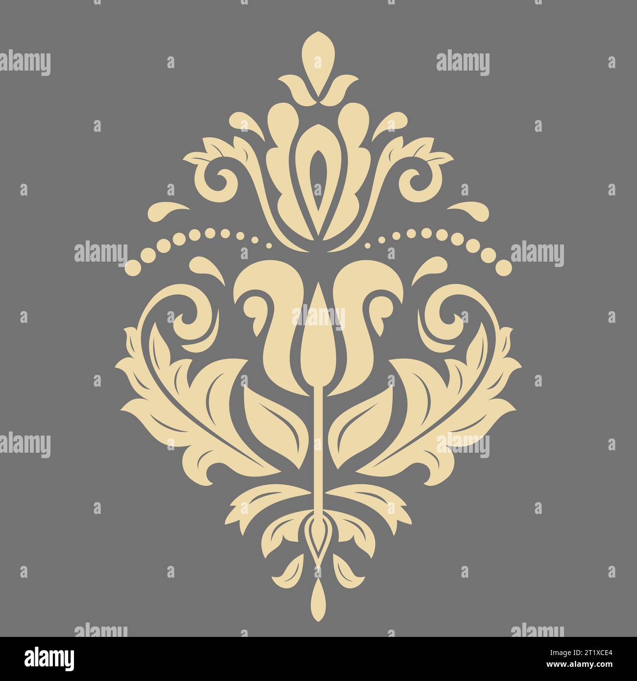 Orientalisches Muster mit goldenen Arabesken und Blumenelementen. Traditionelles klassisches goldenes Ornament. Vintage-Muster mit Arabesken Stockfoto