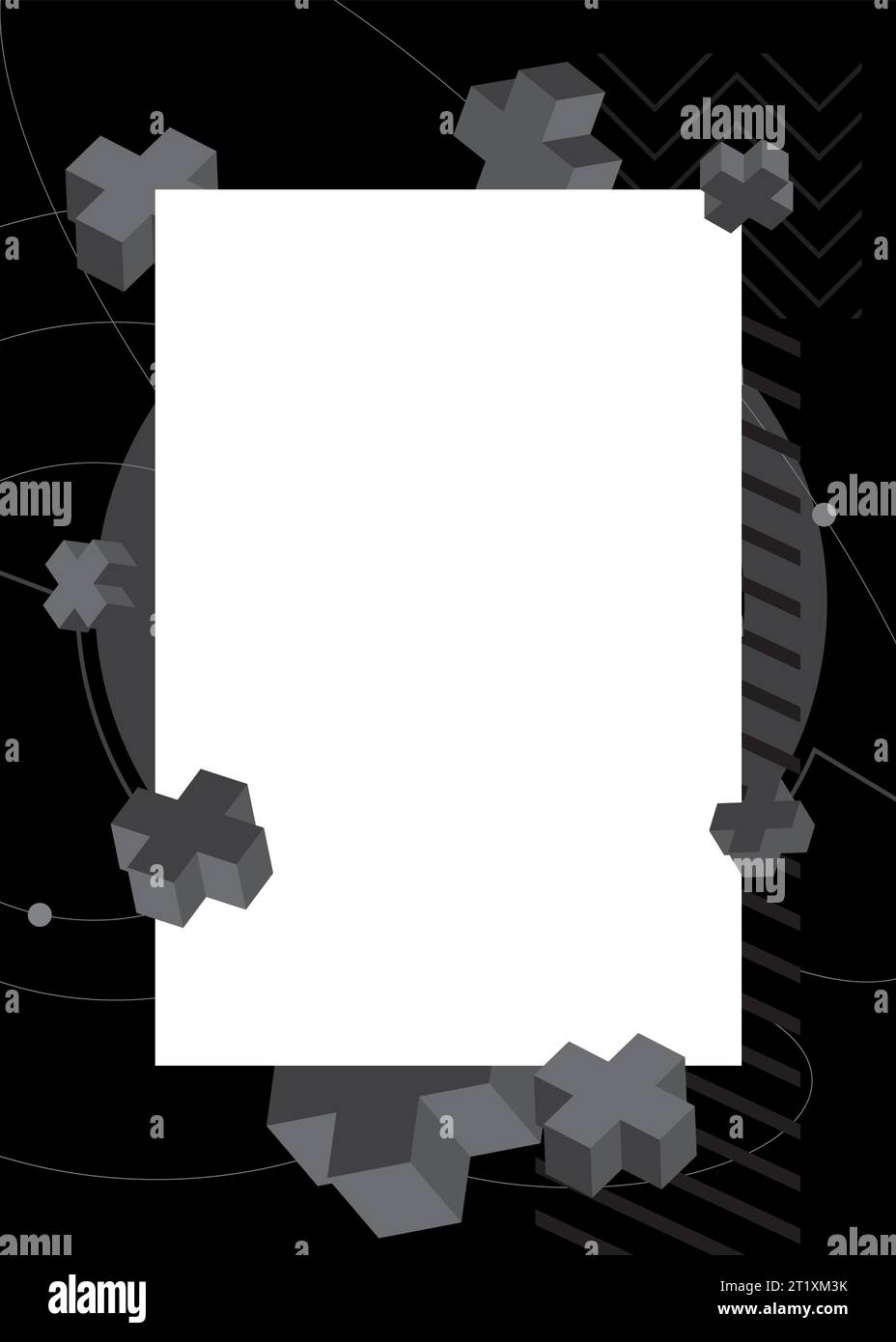 Schwarzer Hintergrund mit geometrischer Grafik im Retro-Design mit Textstelle. Rahmen für minimale geometrische Elemente. Vintage abstrakte Formen Vektor Illustration für Stock Vektor