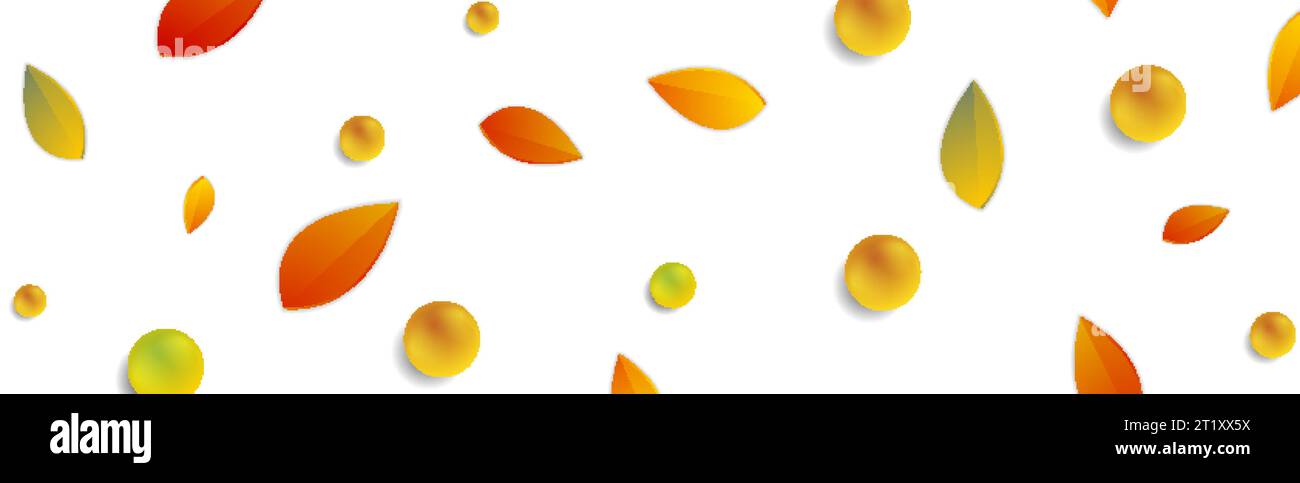 Herbstblätter und glänzende Perlen auf weißem Hintergrund abstraktes Webbanner Stock Vektor