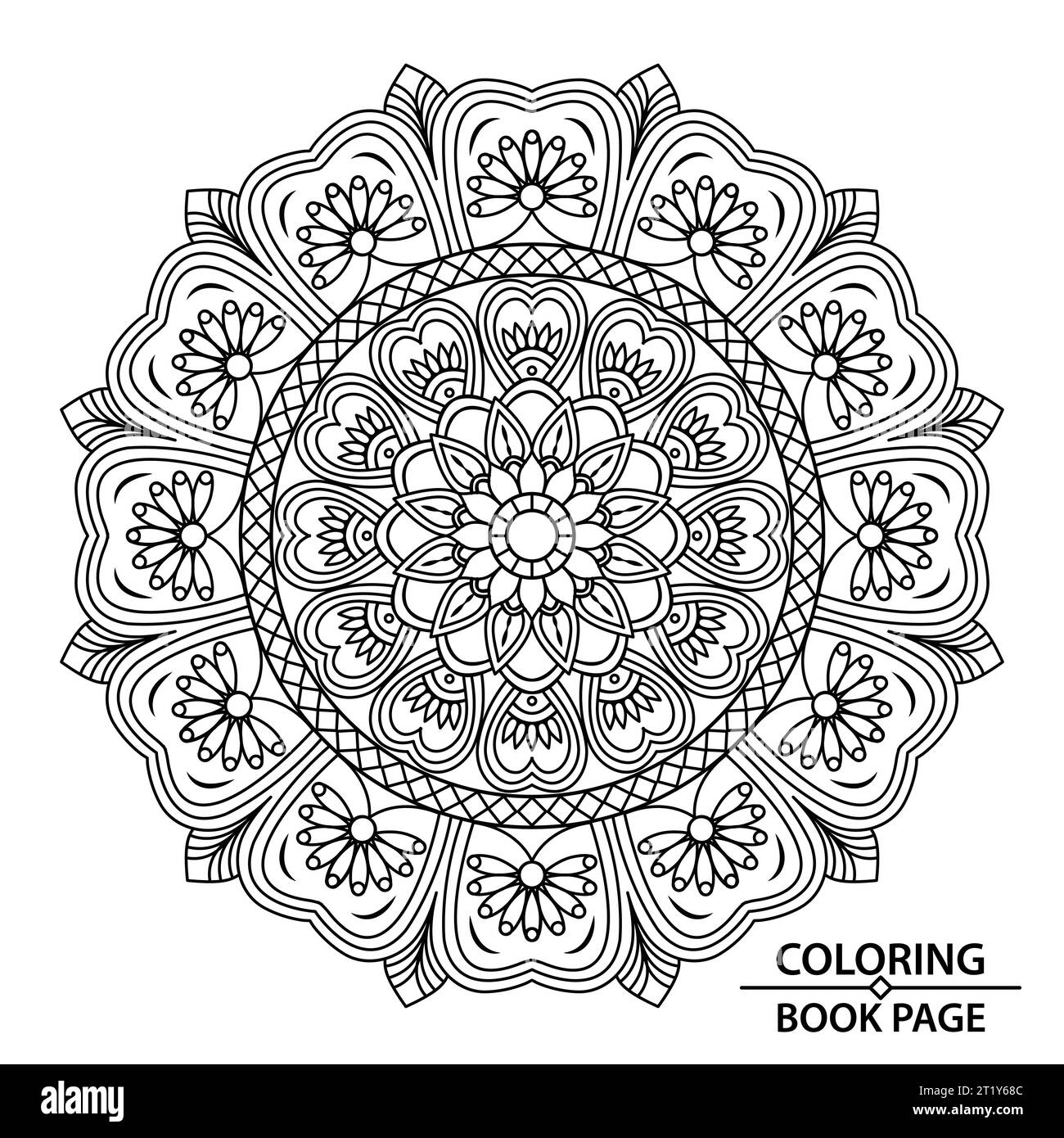 Floral Style Mandala Malbuch Seite für Erwachsene und Kinder editierbare und skalierbare Vektordatei Stock Vektor