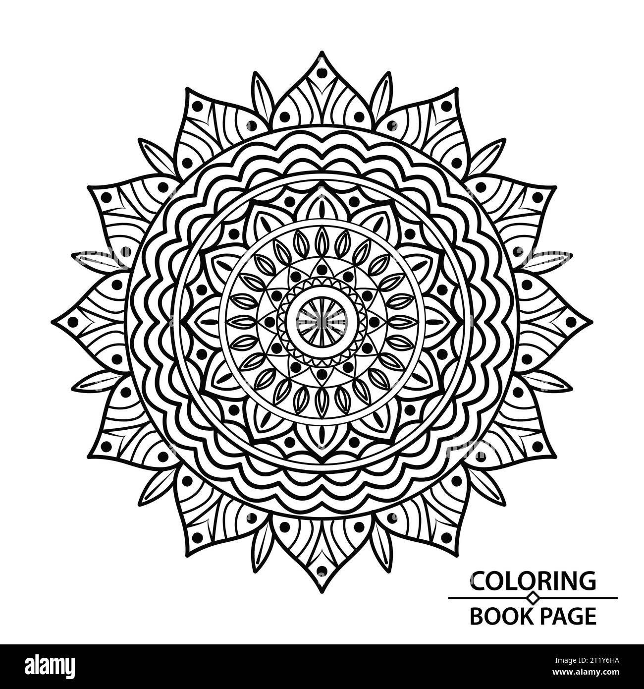 Tattoo Mandala Design of Malbuch Seite für Erwachsene. Easy Mandala Malbuch Seiten für Erwachsene, Fähigkeit zum Entspannen, Gehirnerlebnisse geben Entlastung. Stock Vektor