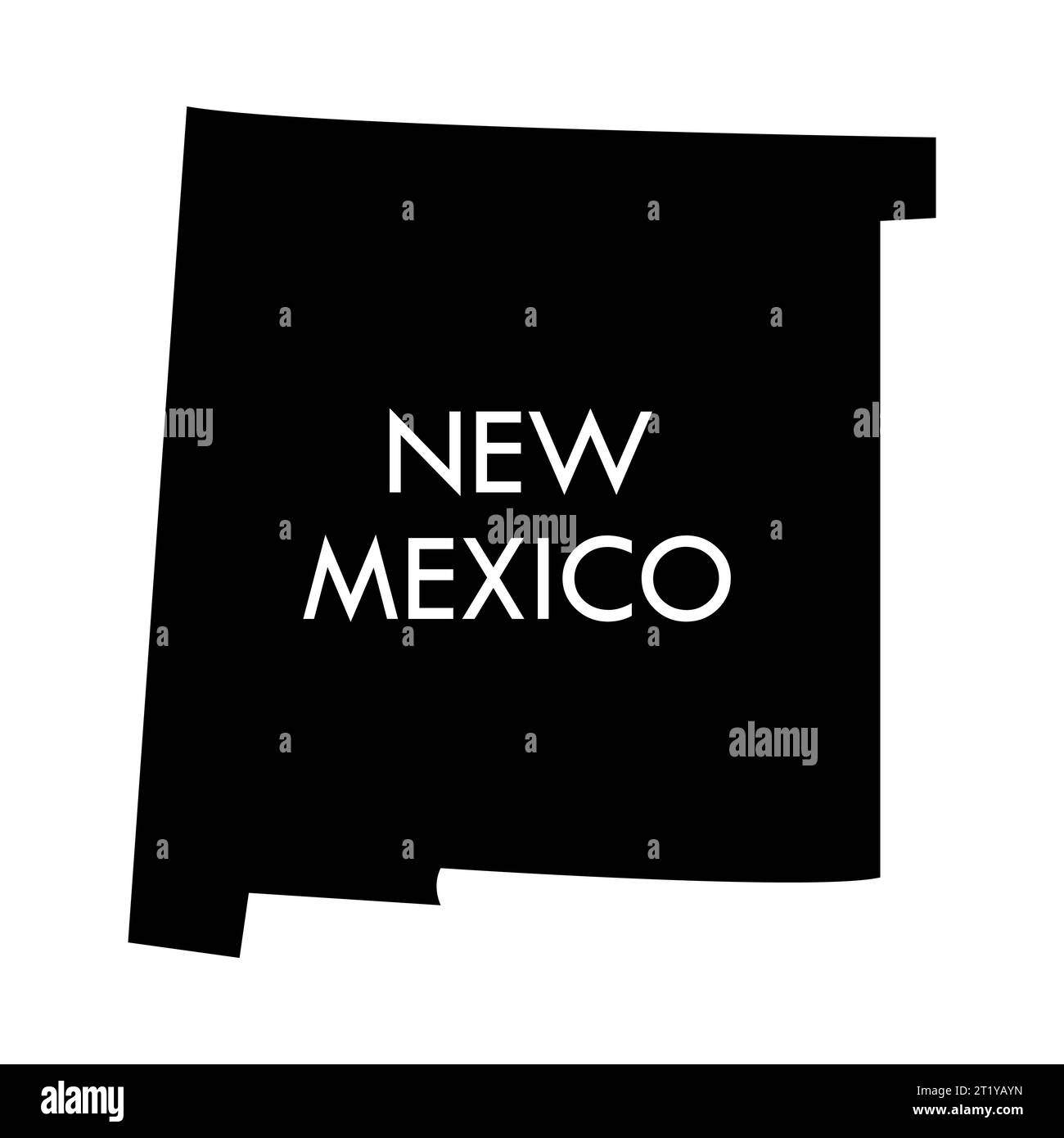 New Mexico ein schwarzes Element des US-Bundesstaates, isoliert auf weißem Hintergrund. Vereinigte Staaten von Amerika. Karte mit Kreisgrenzen. Stock Vektor