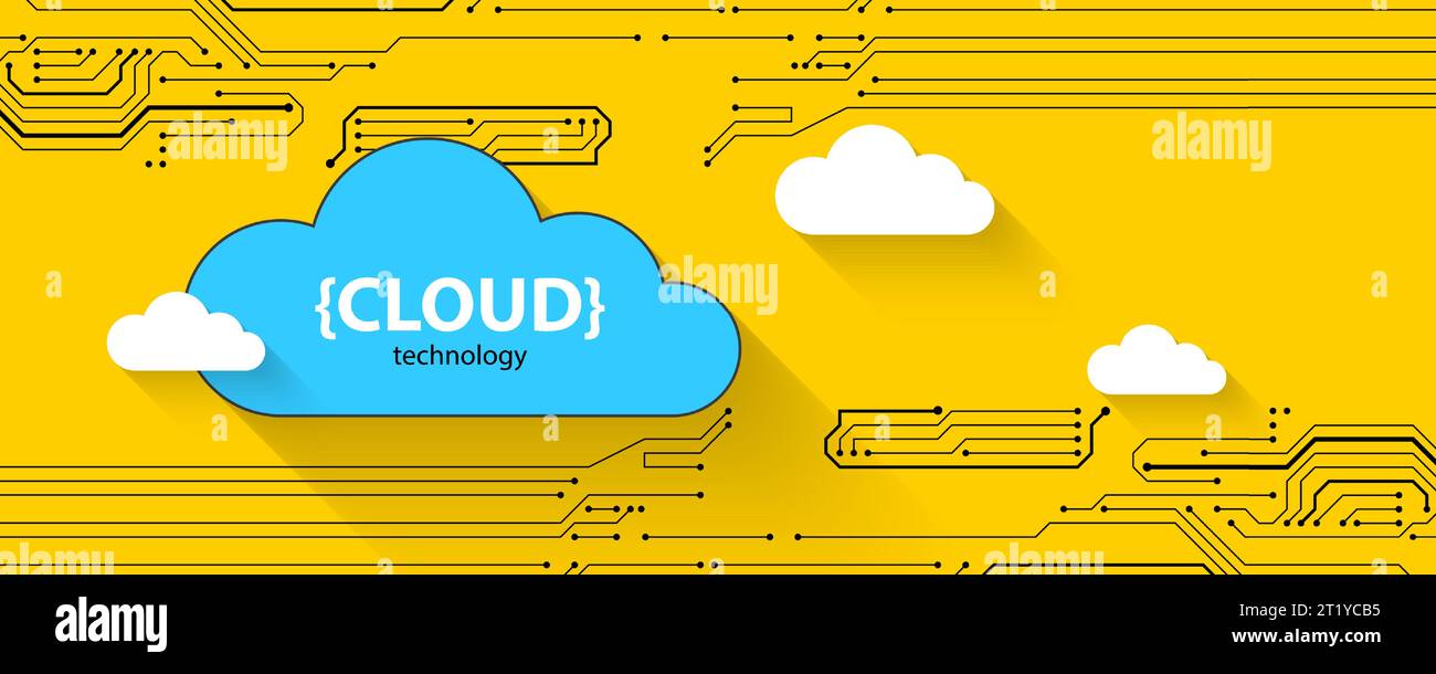 Cloud-Speichertechnologie. Hintergrund für integriertes digitales Webkonzept. Stock Vektor