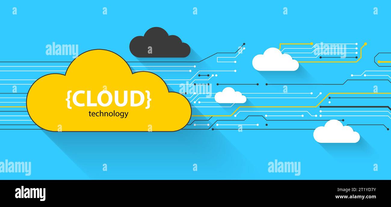 Cloud-Speichertechnologie. Hintergrund für integriertes digitales Webkonzept. Stock Vektor