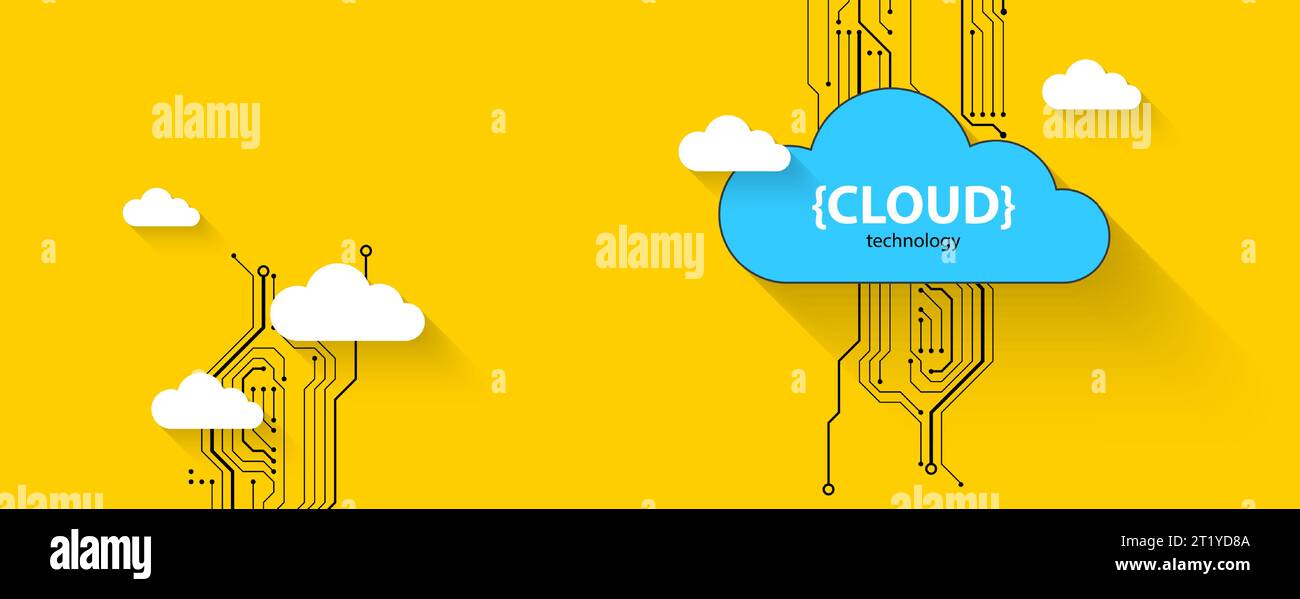 Cloud-Speichertechnologie. Hintergrund für integriertes digitales Webkonzept. Stock Vektor