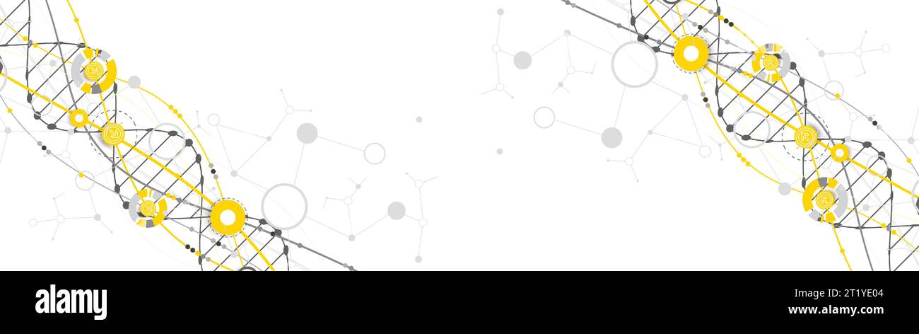 Science-Vorlage, Tapete oder Banner mit DNA-Molekülen. Vektorgrafik Stock Vektor
