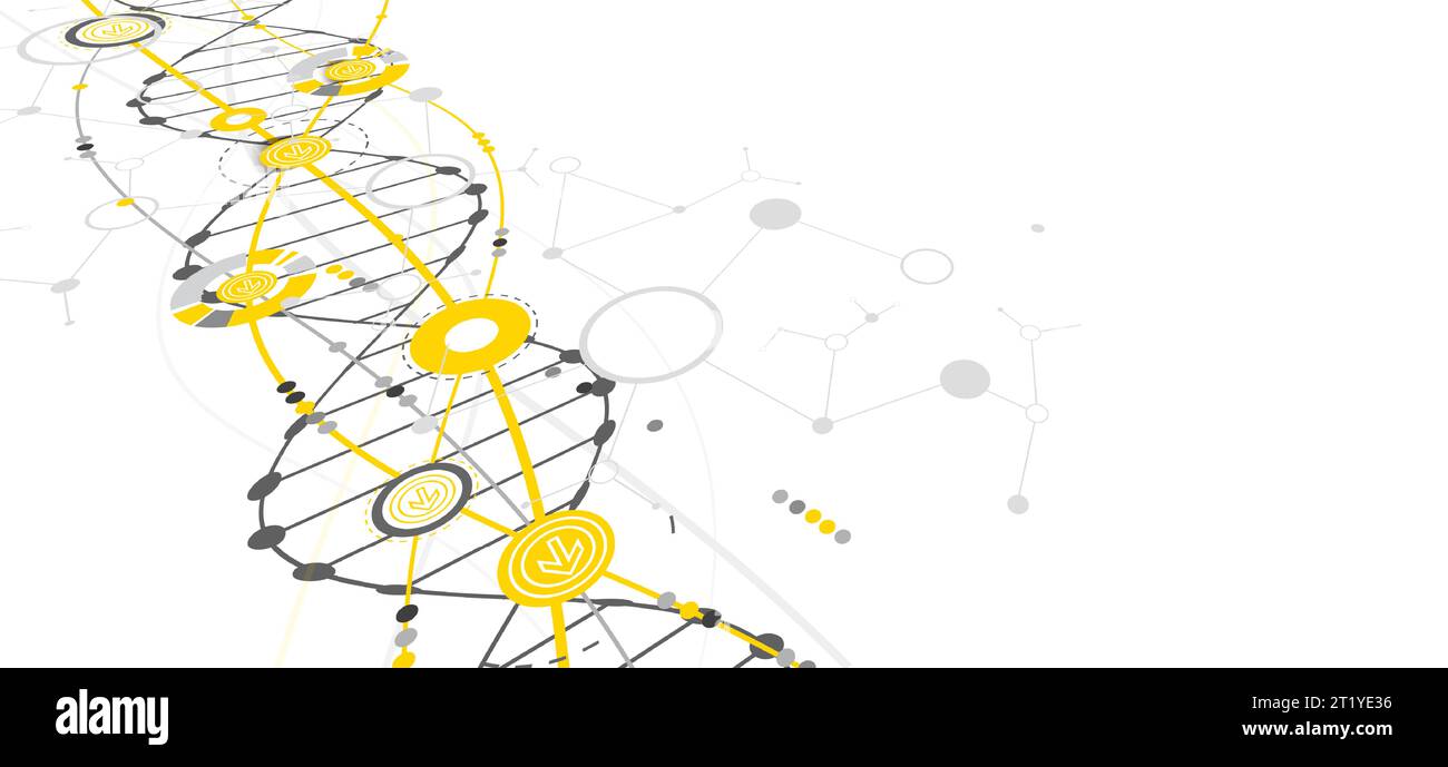 Science-Vorlage, Tapete oder Banner mit DNA-Molekülen. Vektorgrafik Stock Vektor