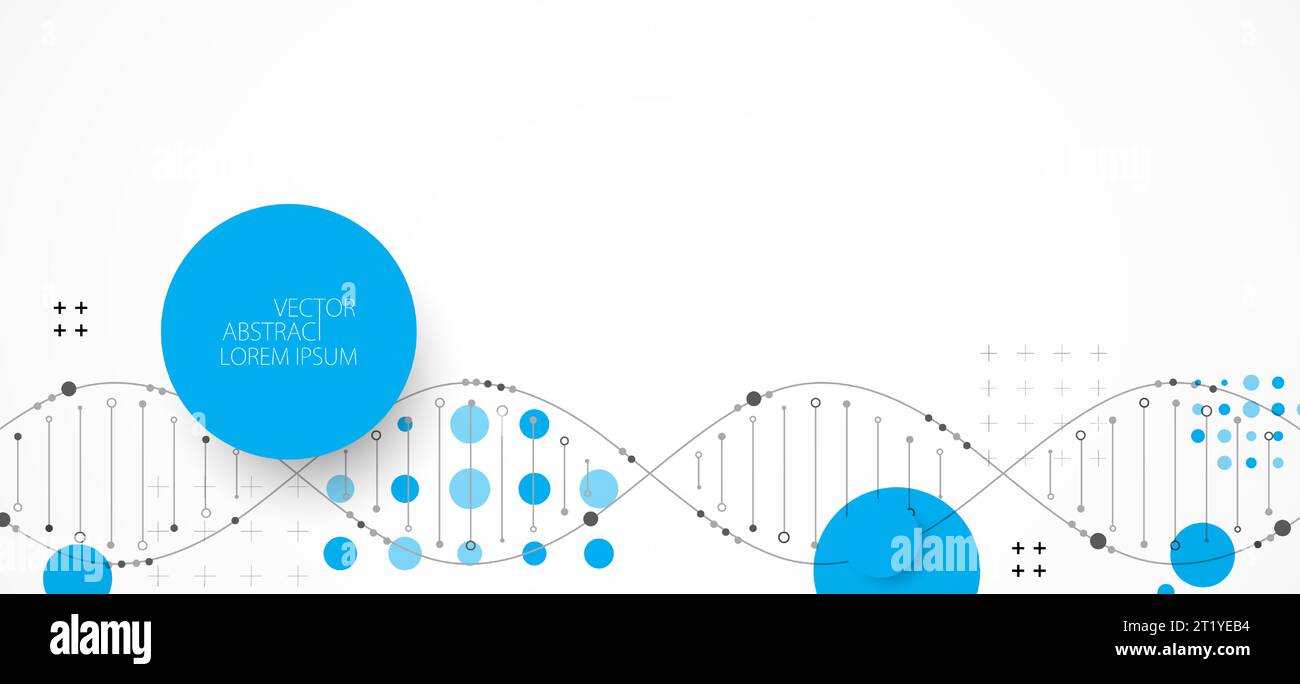 Science-Vorlage, Tapete oder Banner mit DNA-Molekülen. Vektorgrafik Stock Vektor