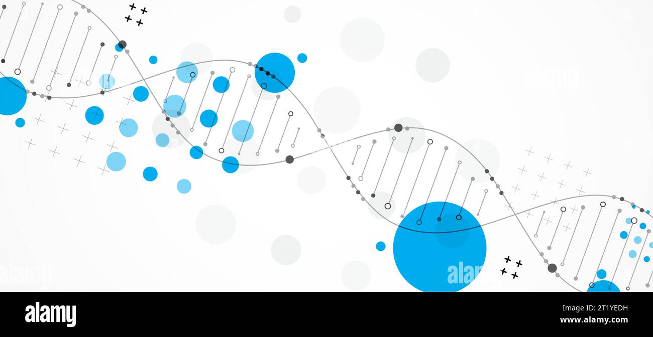 Science-Vorlage, Tapete oder Banner mit DNA-Molekülen. Vektorgrafik Stock Vektor