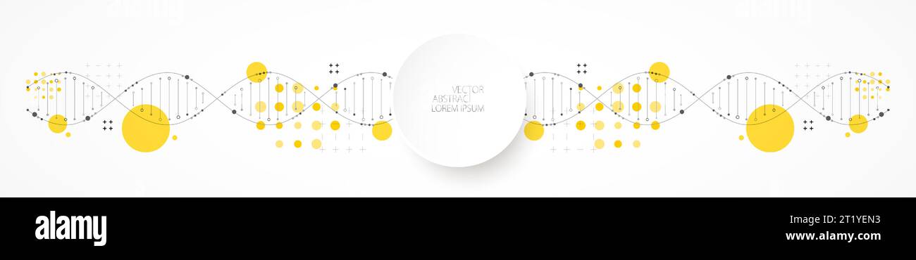 Science-Vorlage, Tapete oder Banner mit DNA-Molekülen. Vektorgrafik Stock Vektor