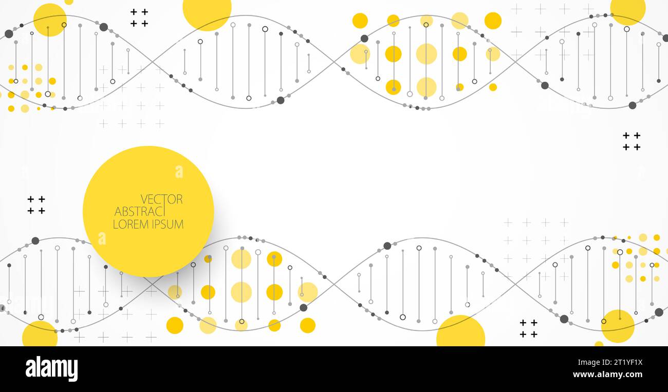 Science-Vorlage, Tapete oder Banner mit DNA-Molekülen. Vektorgrafik Stock Vektor