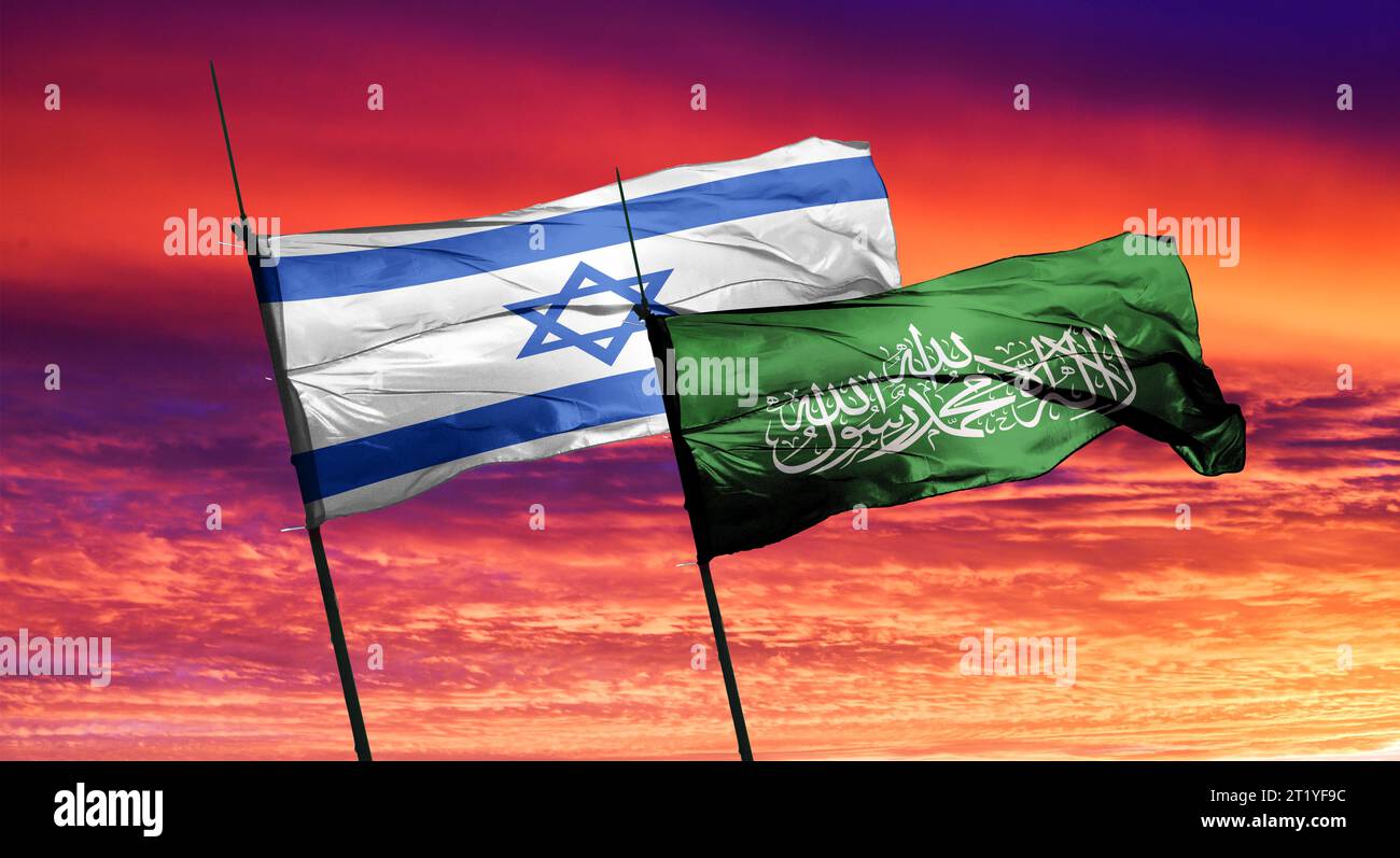 Flagge der Hamas israel gegen palästina, übersetzt Israel-Hamas Krieg ...
