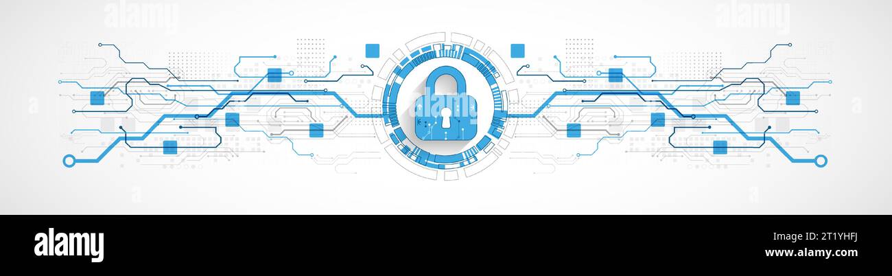Die Sicherheit personenbezogener Daten veranschaulicht die Idee von Cyberdaten oder Datenschutz. Farbige abstrakte Internettechnologie. Stock Vektor