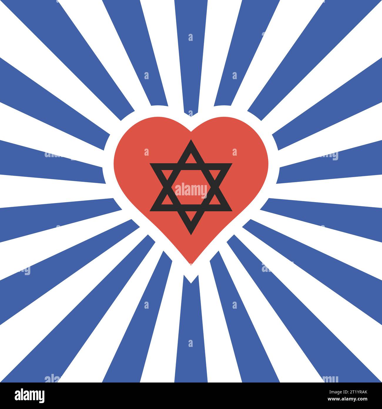 Hintergrund-Ikone Rays lieben und unterstützen Israel, Herzstar David Stock Vektor