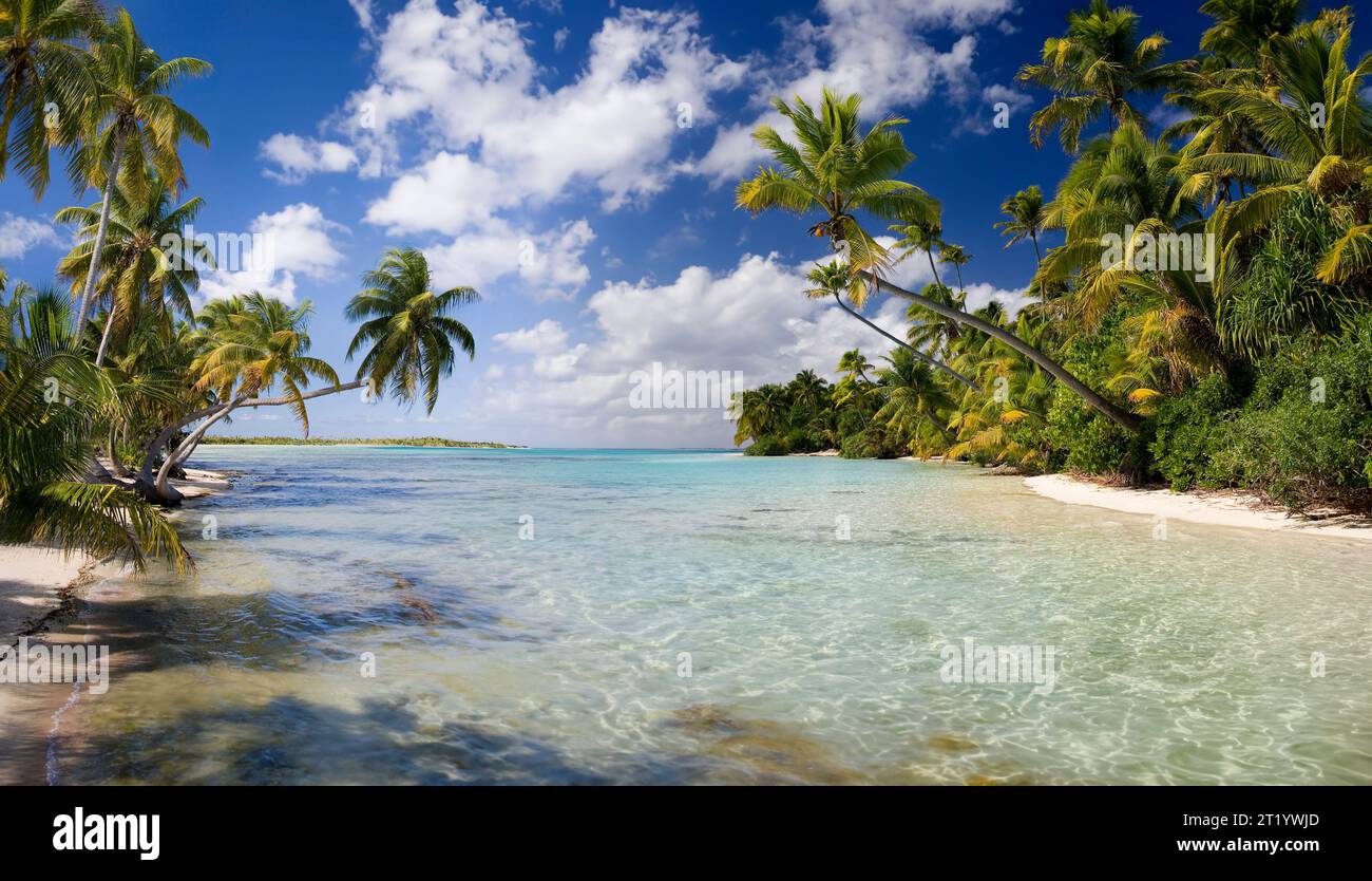 Tropisches Paradies - Aitutaki Lagune auf den Cook Inseln im Südpazifik. Stockfoto