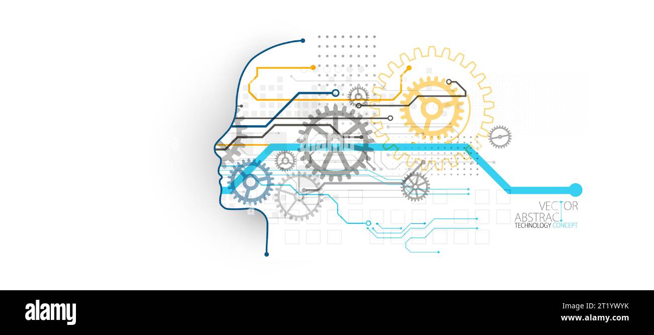 Das Konzept der künstlichen Intelligenz. Technologischer Hintergrund. Illustration der Vektorwissenschaft Stock Vektor