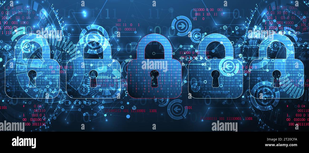 Datensicherheit veranschaulicht die Idee von Cyberdaten oder Datenschutz. Farbige abstrakte Internettechnologie. Stock Vektor