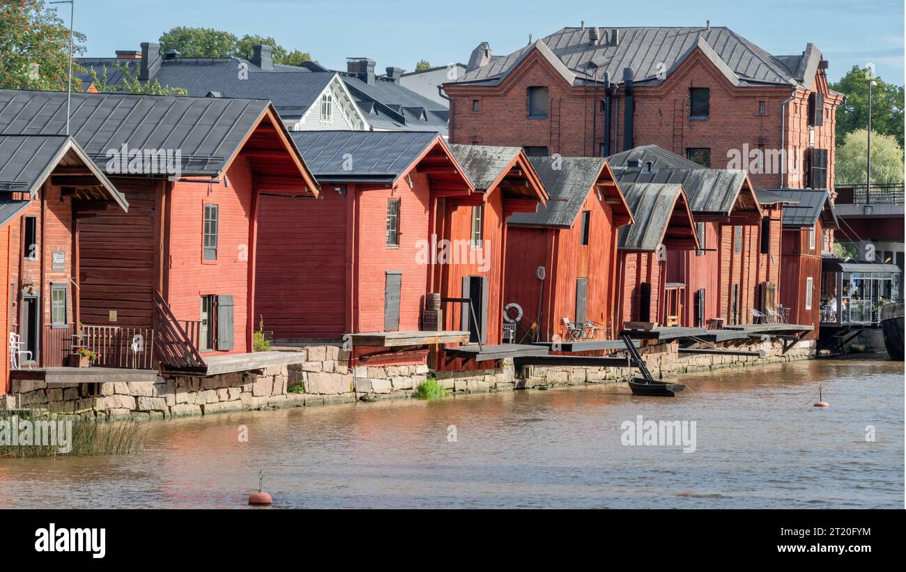 Alte Holzhäuser, Porvoo, Finnland Stockfoto