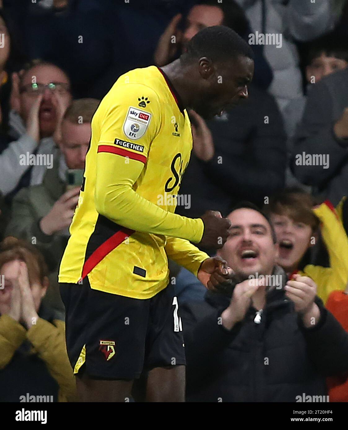 TOR 3:2, Ken Sema von Watford Torfeier. - Watford gegen West Bromwich Albion, Sky Bet Championship, Vicarage Road Stadium, London, Großbritannien - 20. Februar 2023. Nur redaktionelle Verwendung – es gelten Einschränkungen für DataCo Stockfoto