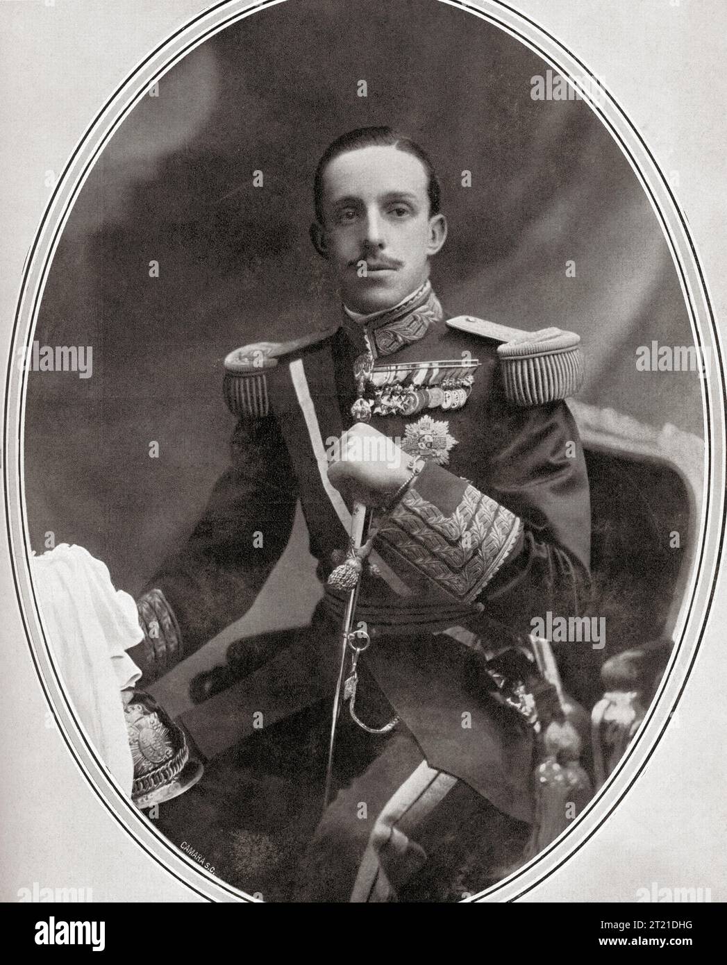 Alfonso XIII, 1886–1941, alias El Africano oder der Afrikaner. König von Spanien. Aus Mundo Grafico, veröffentlicht 1912. Stockfoto
