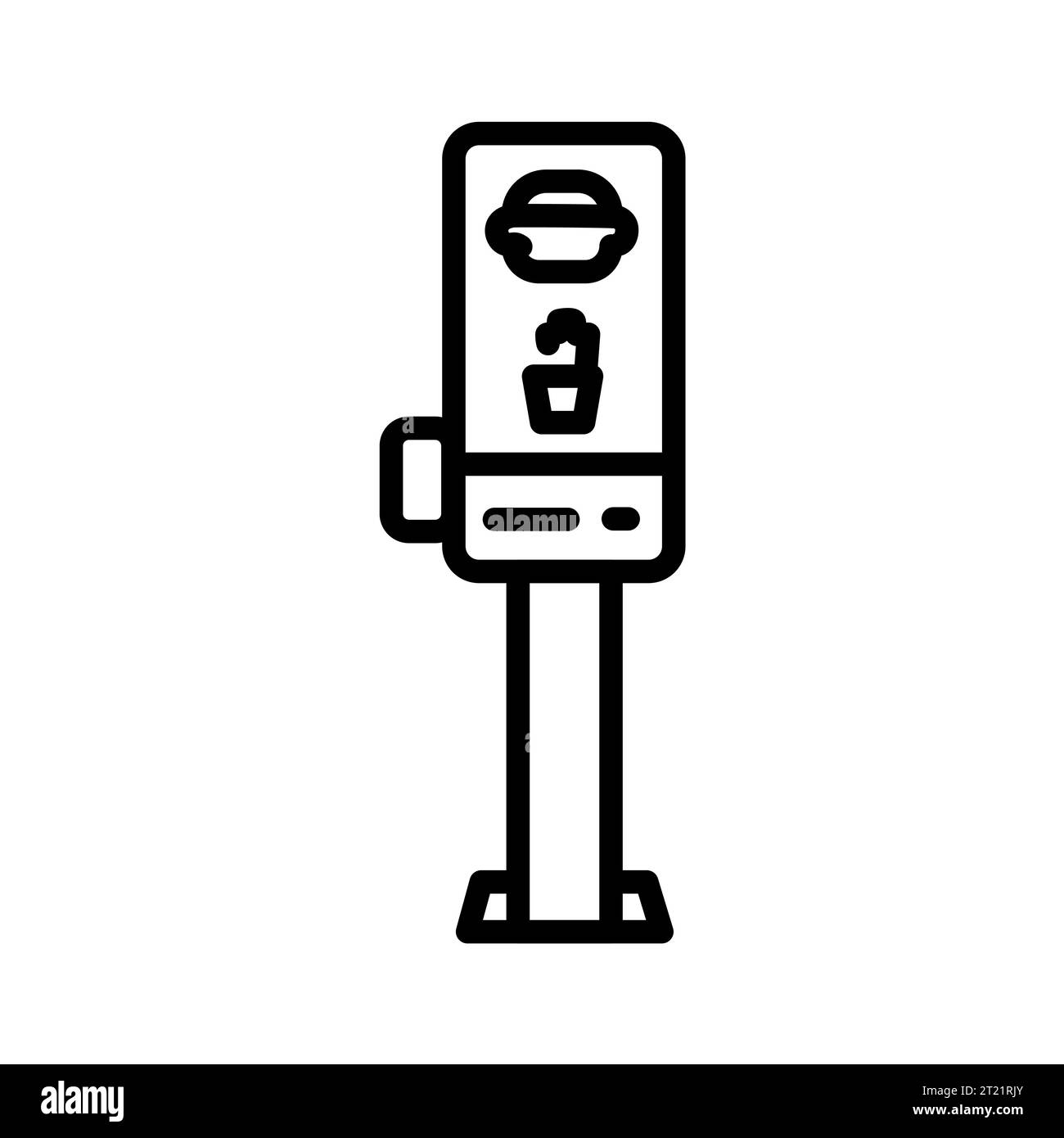 Kiosk-Fastfood-Symbol in schwarzer Linie. Selbstbedienungsgerät. Piktogramm für Webseite, mobile App, Werbeaktion. Stock Vektor