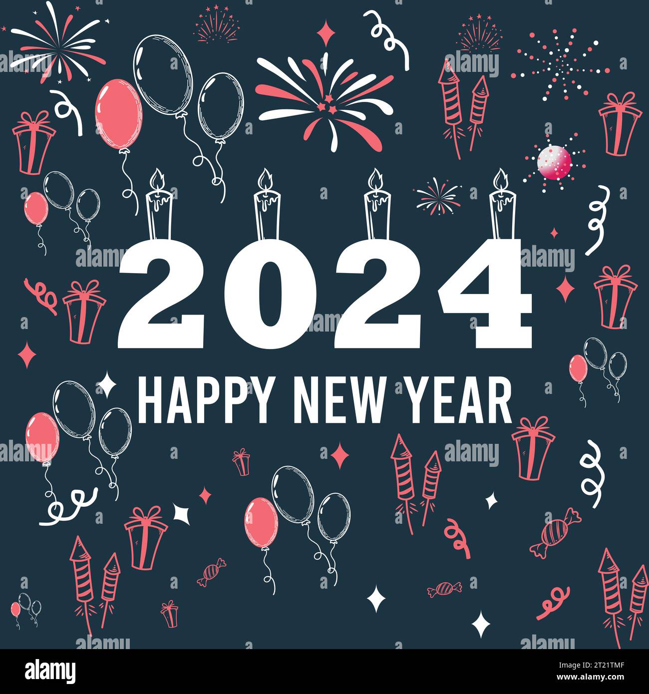 Happy New Year 2024, Flyer, Bannar Vector Design Stock Vektor