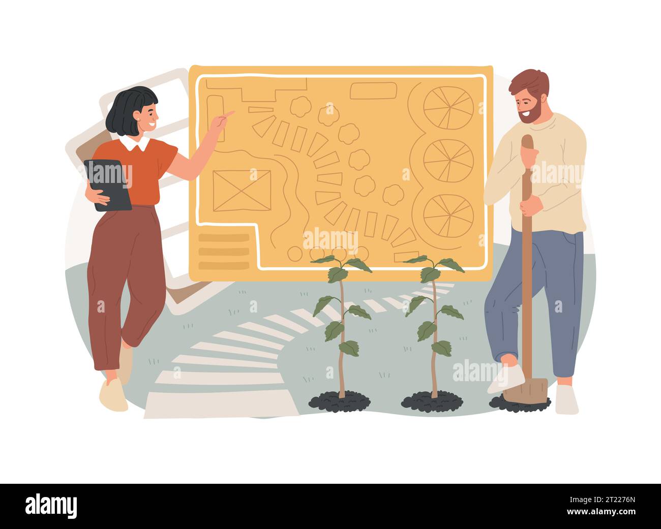 Landschaftsdesign isolierte Konzeptvektorillustration. Regeln und Tipps für die Landschaftsplanung, Gartendienstleistungen, Frond- und Hinterhofarchitektur, DIY-Ideen, vertikales, Dachgarten-Vektorkonzept. Stock Vektor