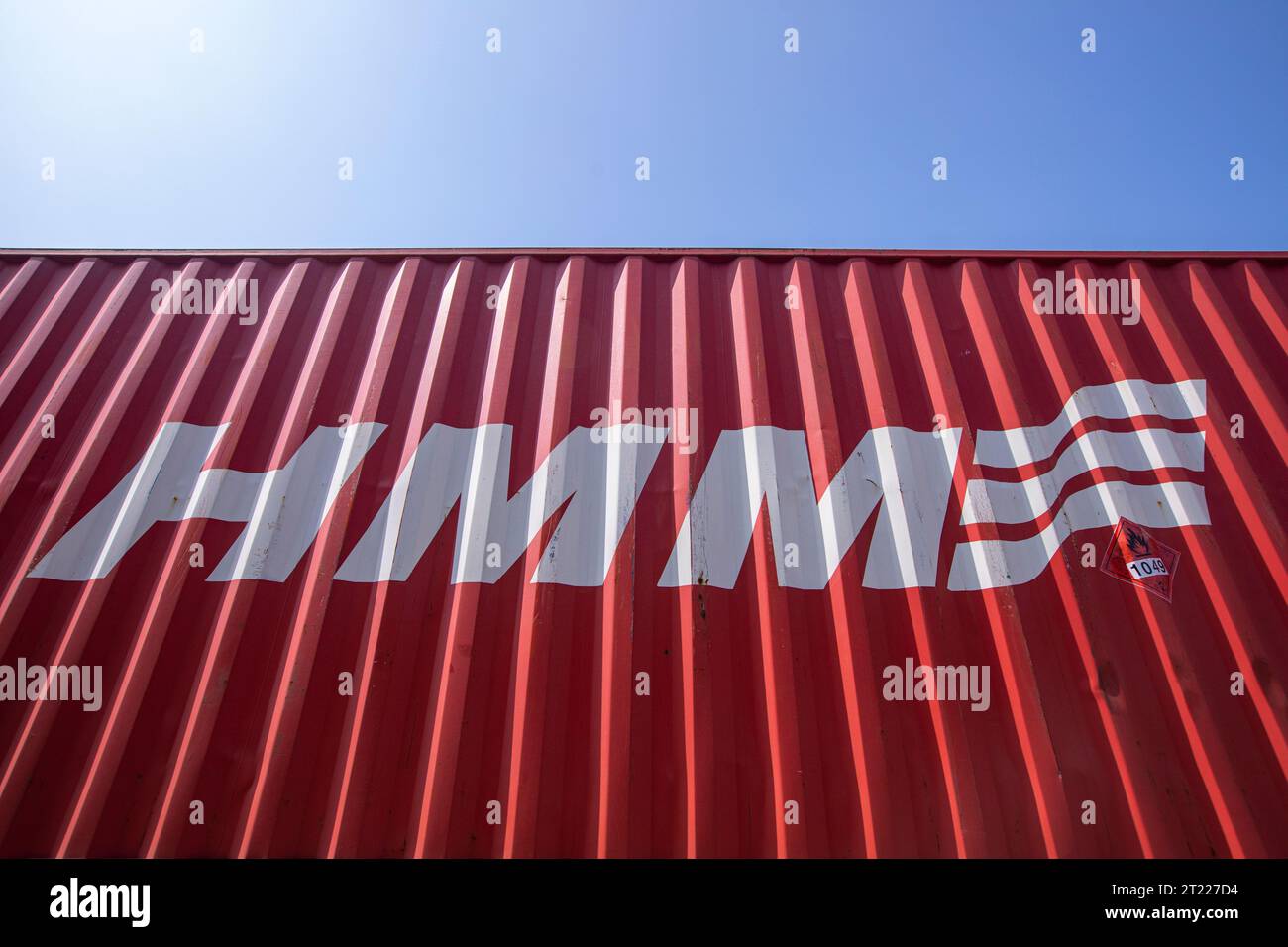 Ein Container im Hafen von Chittagong, Chottogram, Bangladesch. Stockfoto