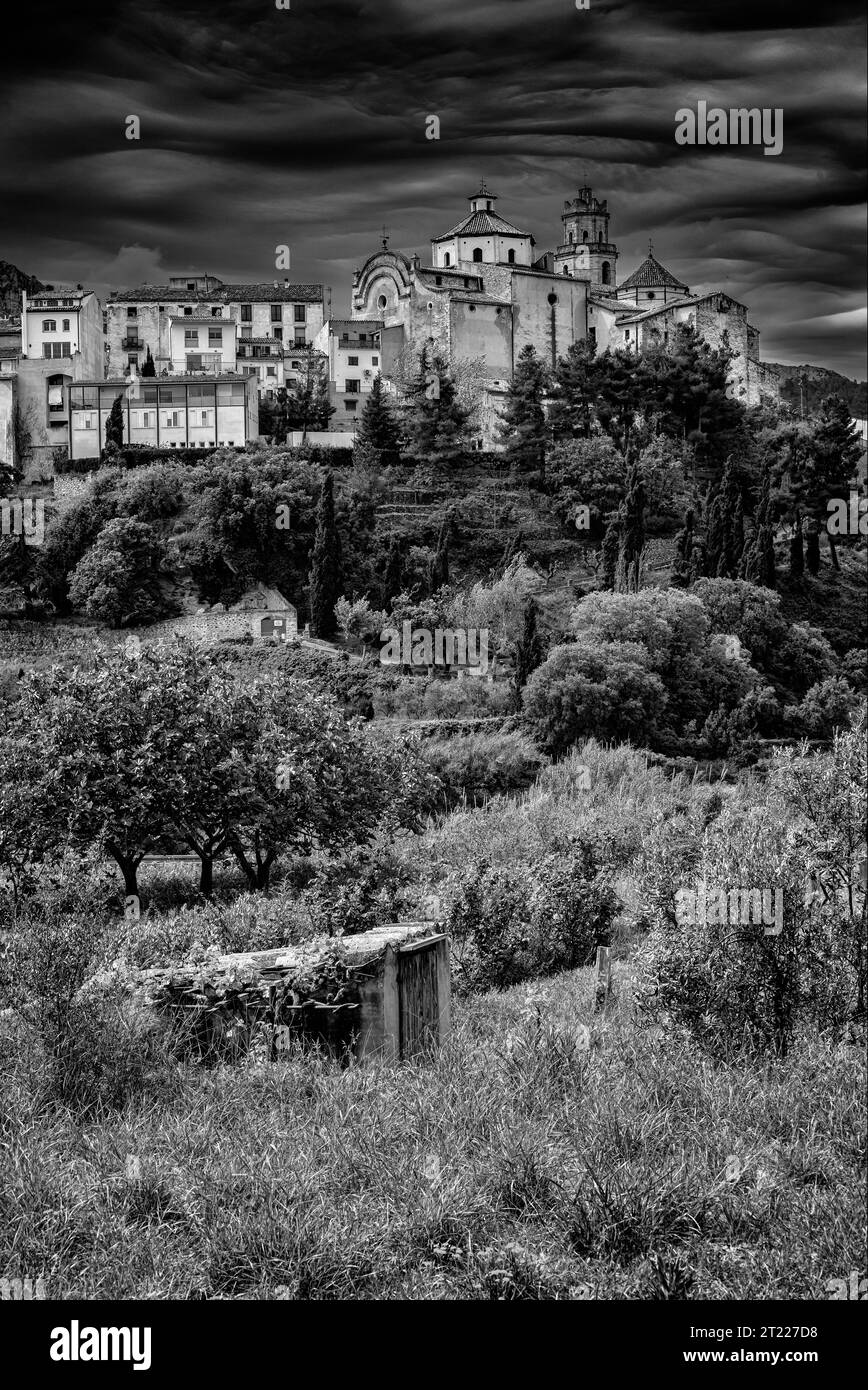 Blick auf Tivissa, Tarragona, Katalonien, Spanien Stockfoto