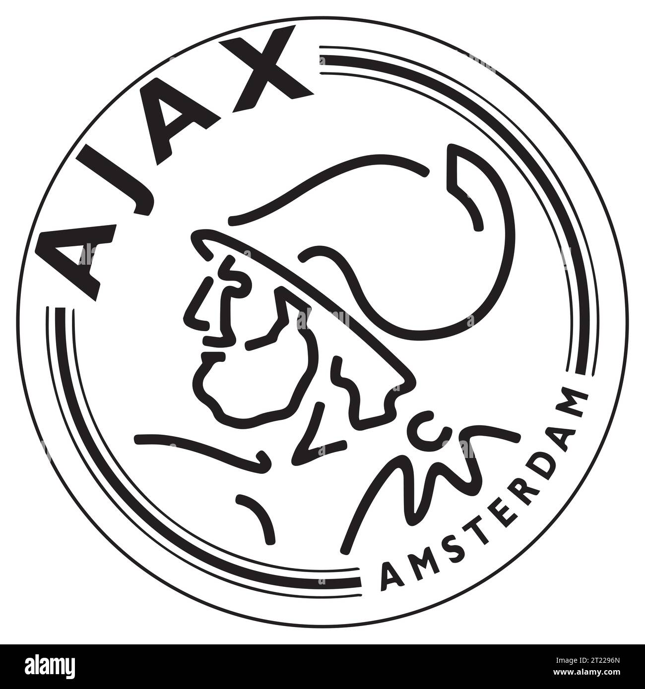 AFC Ajax Amsterdam Schwarz-weiß-Logo Niederlande Profi-Fußball-Liga-System, Vektor-Illustration abstraktes Schwarz-weiß-bearbeitbares Bild Stock Vektor