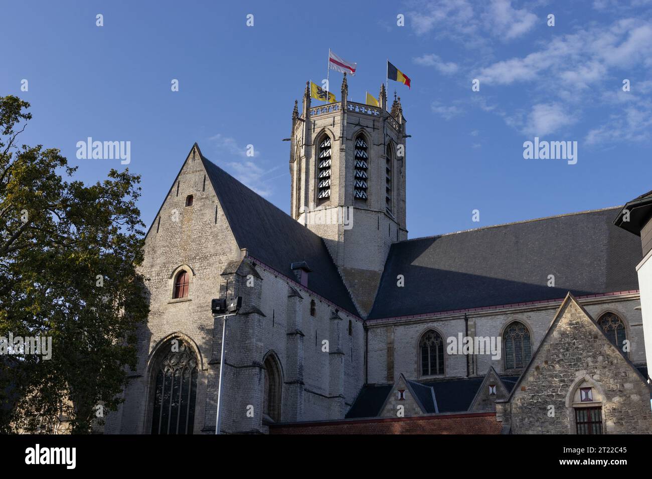 Außenansicht der katholischen Ladys-Kirche in Dendermonde, Ostflandern, Belgien. Die gotische Kirche wurde zwischen dem 13. Und 15. Jahrhundert erbaut Stockfoto
