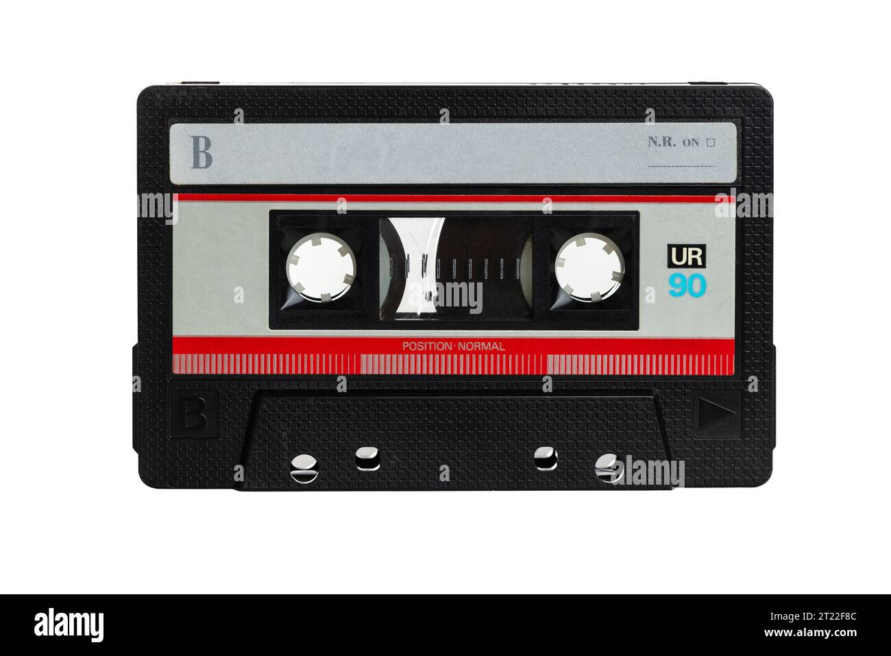 Antike und veraltete Audiokassette isoliert auf weißem Hintergrund Stockfoto