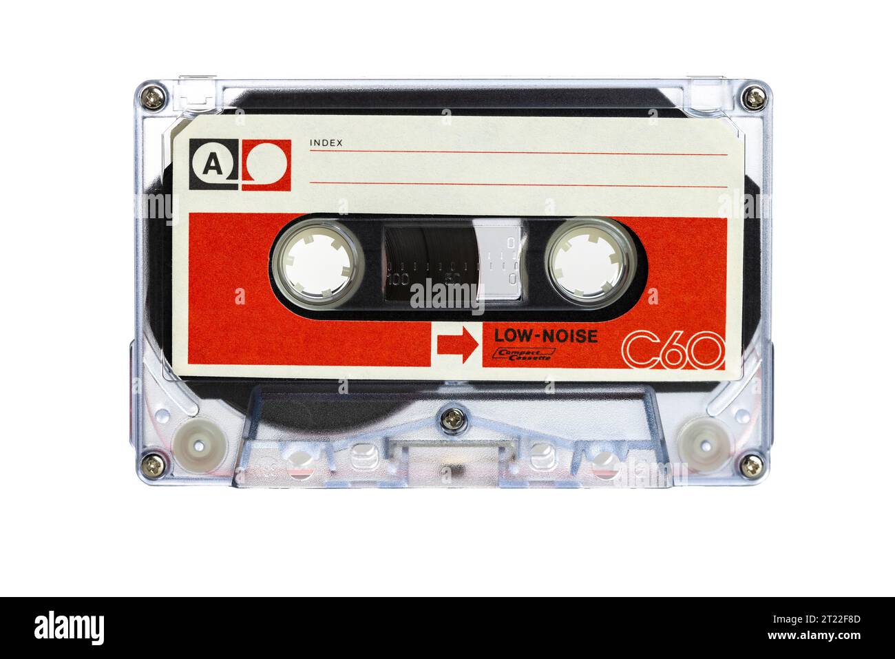 Alte Audiokassette isoliert auf weißem Hintergrund Stockfoto